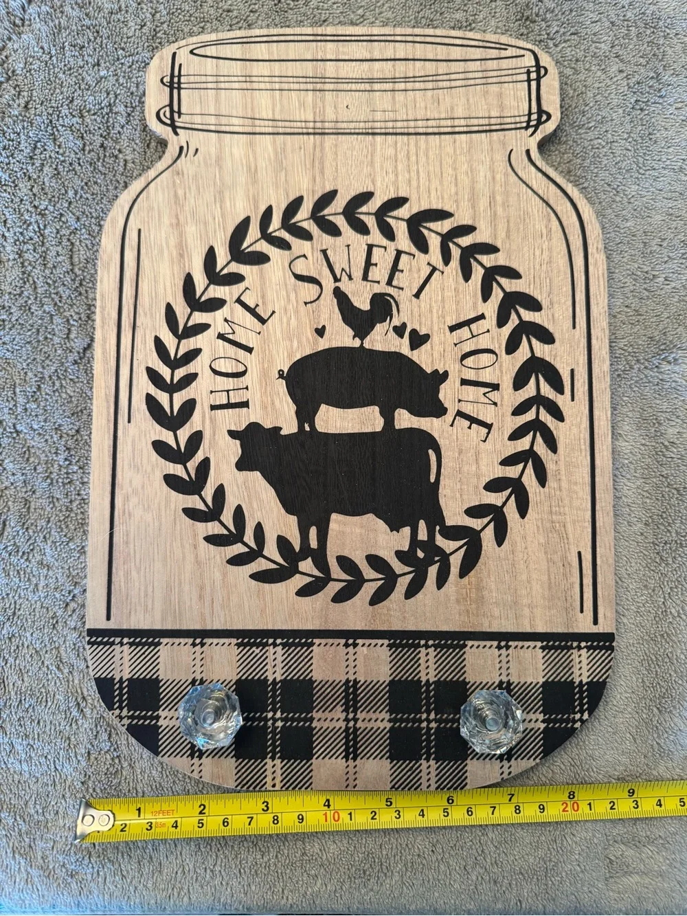 Home Sweet Home Farmhouse Mason Jar Wall Hook - Black